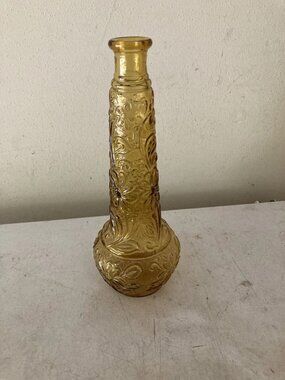 Vintage DABS Portugal AMBER Glass Genie Bottle Decanter Vase